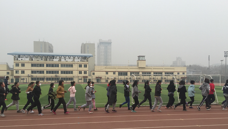 Chinese students running